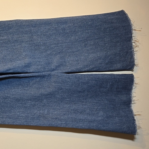 Frame Le Palazzo Ankle Super Strech Wide-Leg Raw Hem Cotton Denim Jeans - Picture 9 of 14